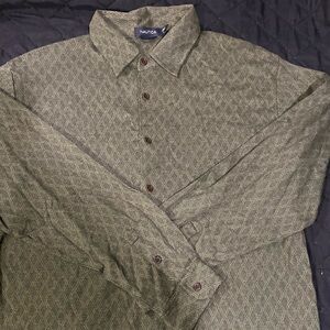 Nautica Olive Diamond Pattern Shirt